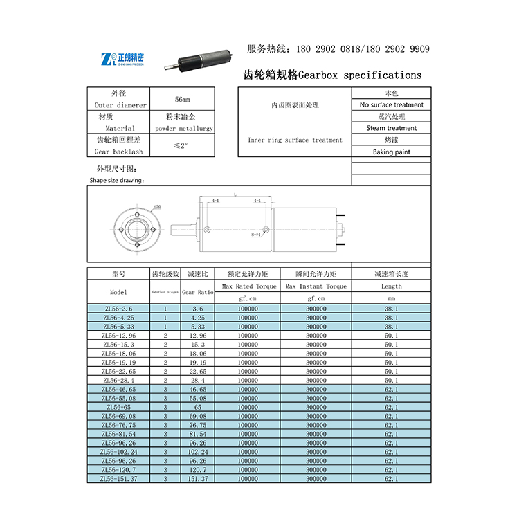 56齒輪箱規(guī)格